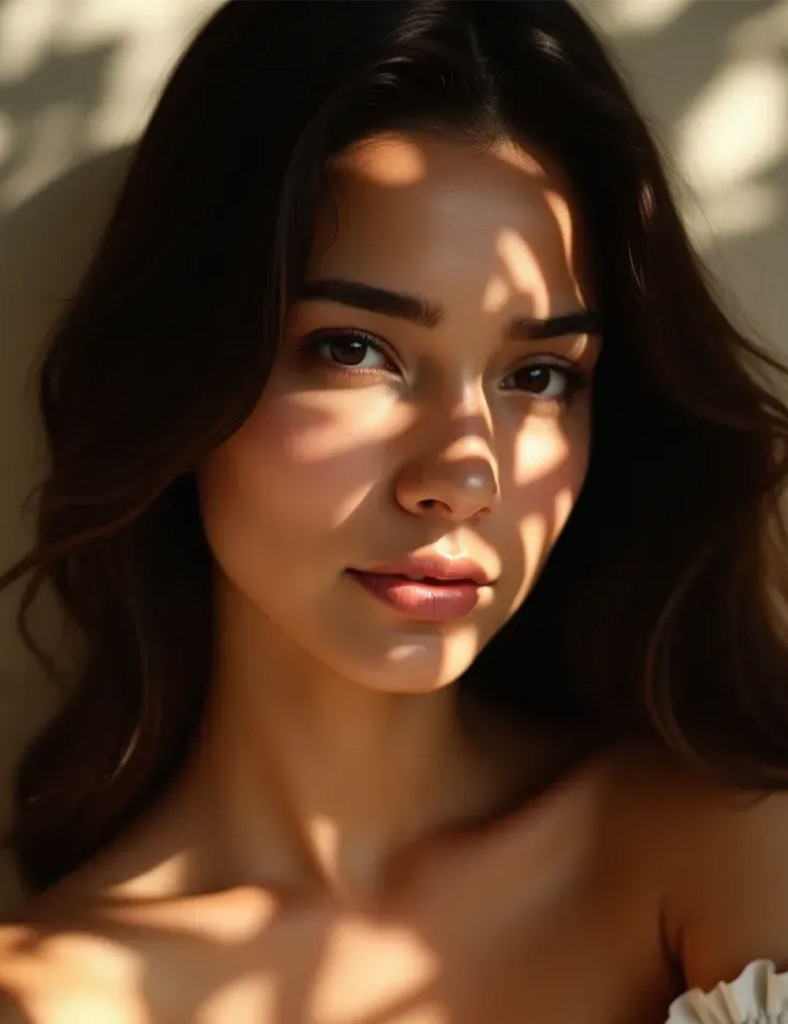 An 'Experience the Difference' section for MAYAM Aesthetics, featuring a close-up portrait of a woman with flawless skin, softly illuminated by natural sunlight filtering through patterned shadows. The text highlights MAYAM Aesthetics' personalized approach to beauty and wellness, emphasizing customized treatments and cutting-edge technology for non-invasive transformative results. A 'Book Your Appointment' button is displayed for users to take action.