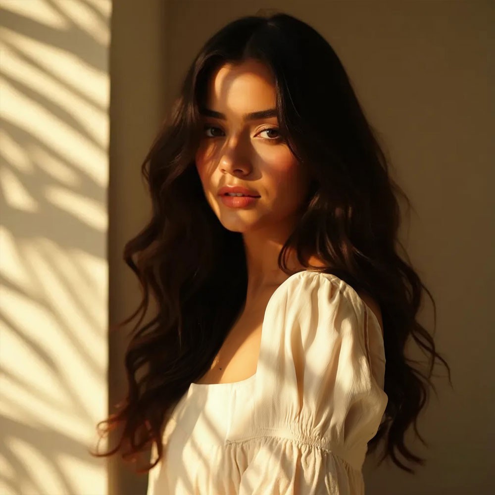 A woman with long, voluminous hair bathed in warm sunlight, highlighting her healthy locks. She is dressed in a white blouse, exuding confidence and natural beauty. The accompanying text details essential aftercare tips for hair loss treatments, including following a doctor's advice, avoiding shampooing too soon, and protecting the scalp from sun exposure.