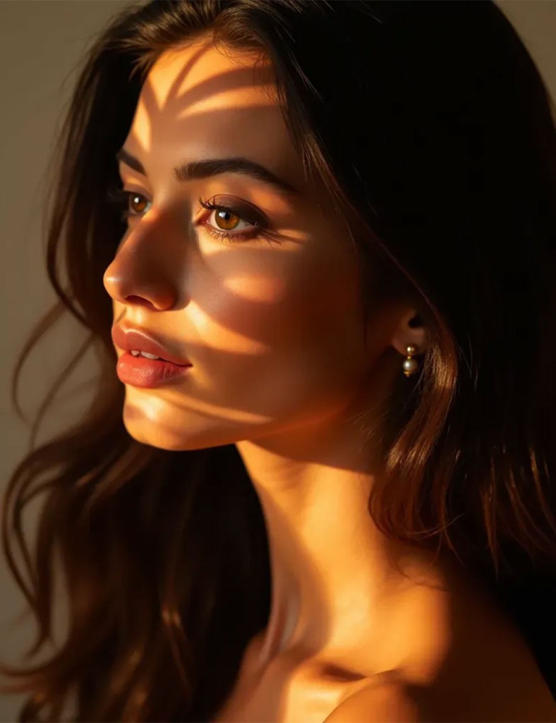 A close-up of a woman with glowing, radiant skin, illuminated by soft golden sunlight filtering through shadows. The accompanying text provides mesotherapy recovery and aftercare tips, including gentle skin care, avoiding heat and steam for 48 hours, refraining from makeup for 24 hours, and using a cold compress for comfort.
