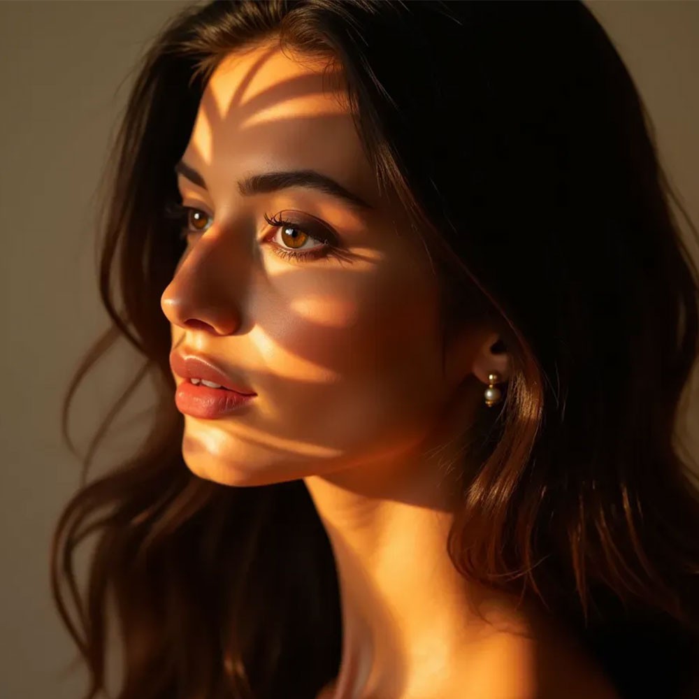 A close-up of a woman with glowing, radiant skin, illuminated by soft golden sunlight filtering through shadows. The accompanying text provides mesotherapy recovery and aftercare tips, including gentle skin care, avoiding heat and steam for 48 hours, refraining from makeup for 24 hours, and using a cold compress for comfort.