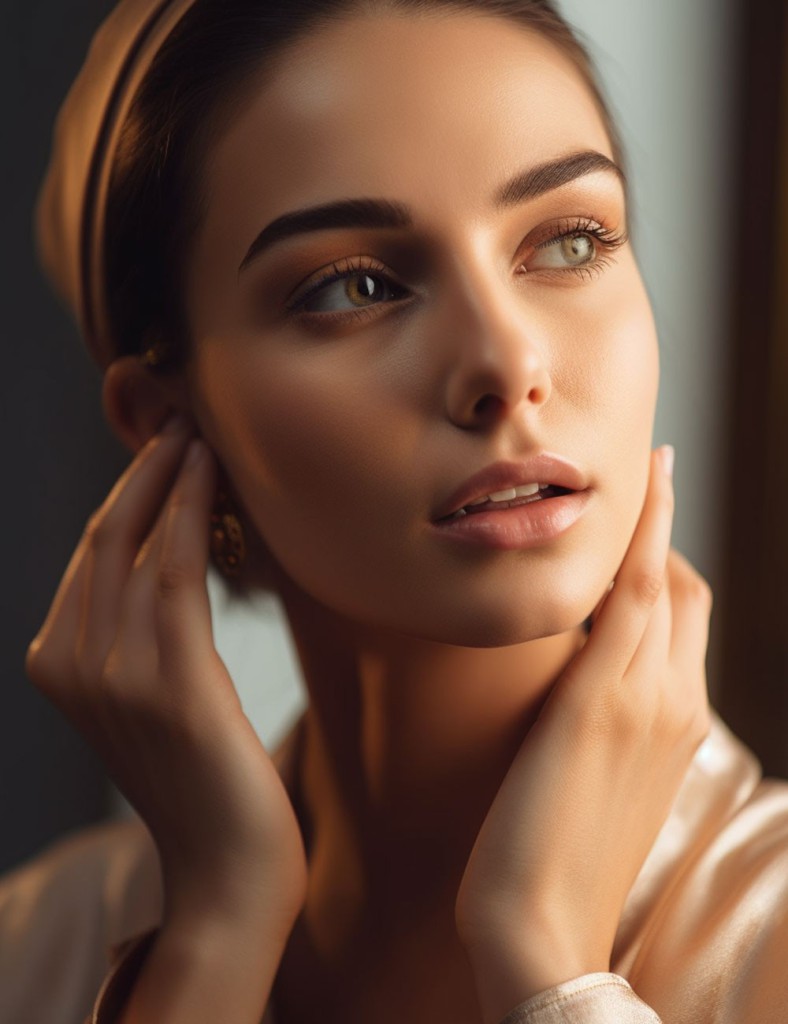 A Botox aftercare guide by MAYAM Aesthetics. The image features a close-up of a woman with flawless skin gently touching her face, symbolizing post-treatment care. The accompanying text provides essential aftercare instructions, including avoiding pressure on treated areas, delaying rigorous exercise for 24 hours, and maintaining an upright position for the first four hours to prevent Botox migration.